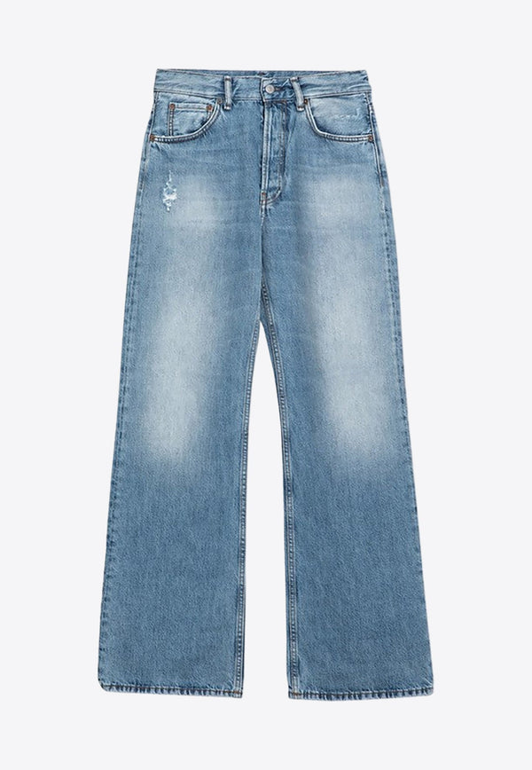 Wide-Leg Faded Jeans