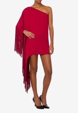 One-Shoulder Fringe Mini Dress