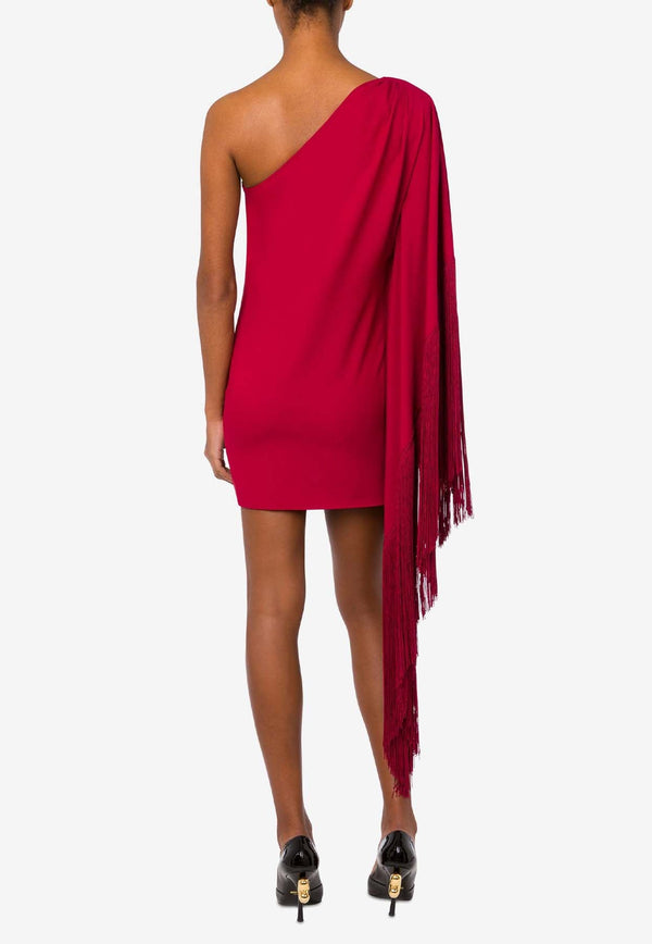 One-Shoulder Fringe Mini Dress