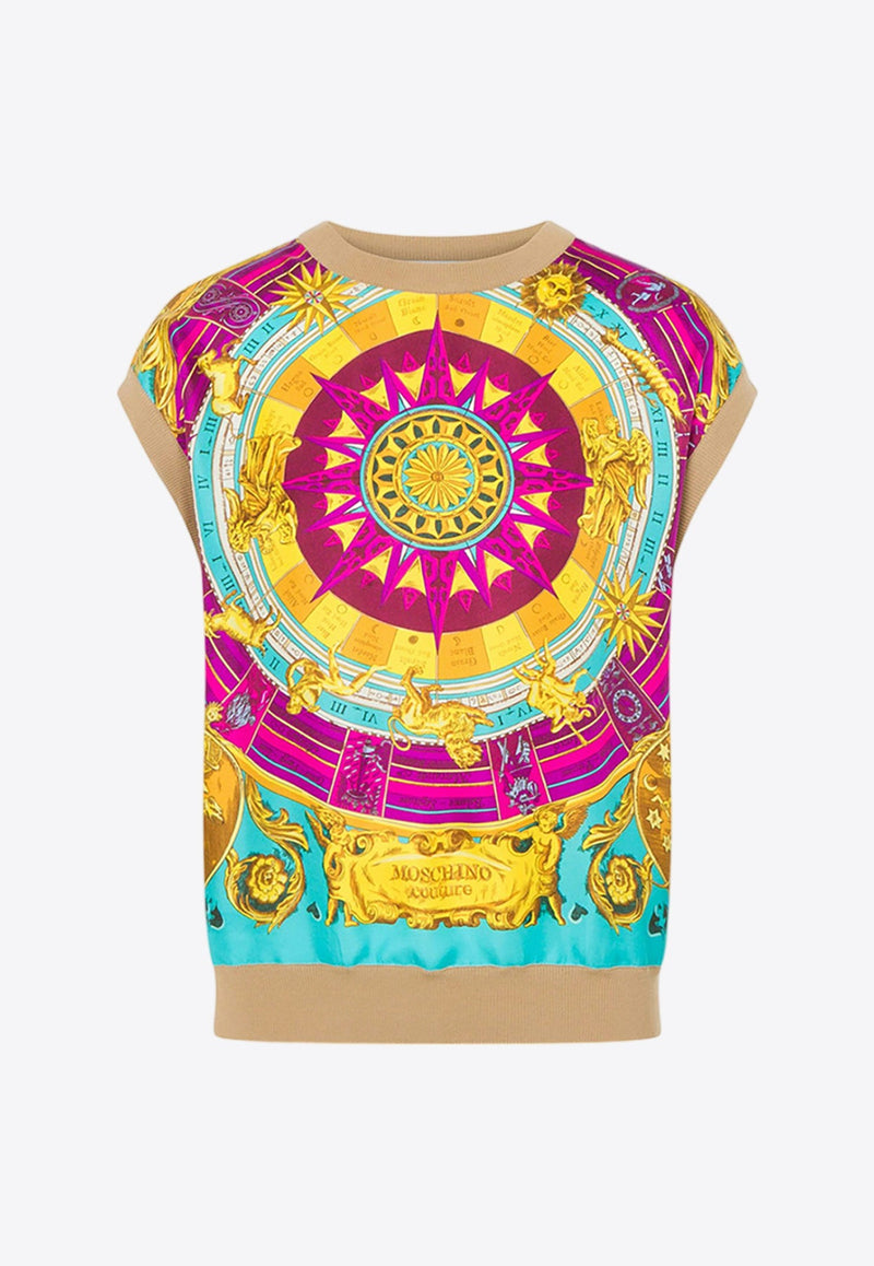 Patterned-Panel Sleeveless Top