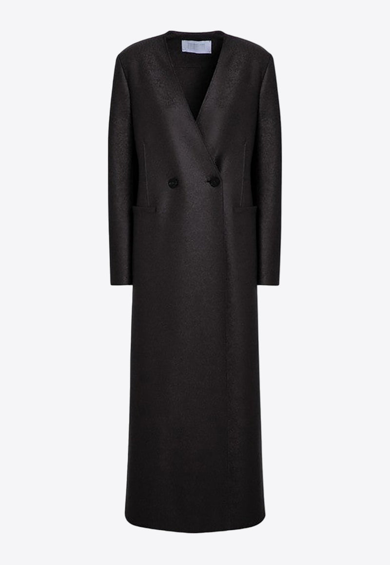 Wool Double-Breasted Long Coat