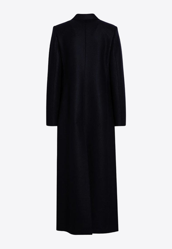 Wool Double-Breasted Long Coat