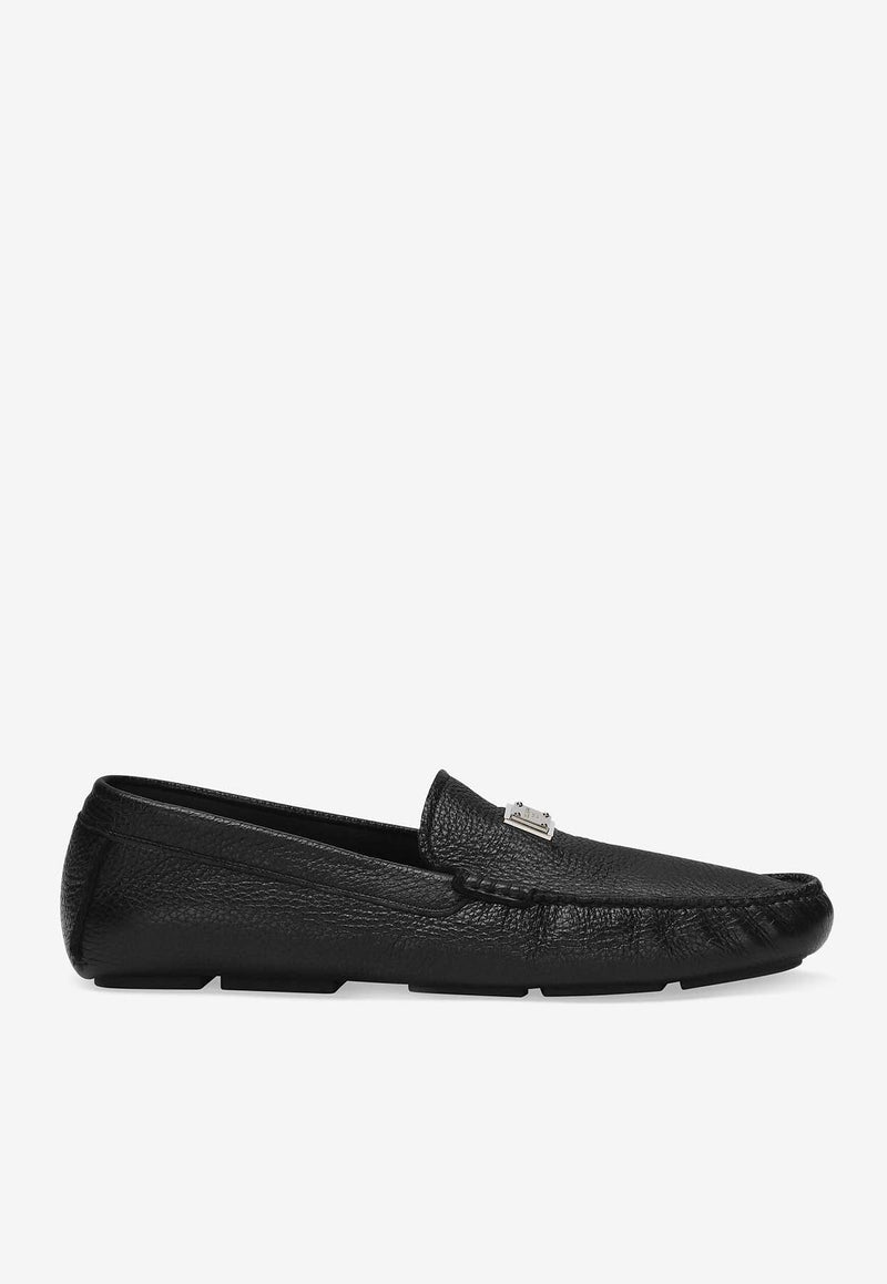 Logo Plaque Deerskin Loafers