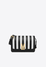 M Logo Striped Shoulder Bag