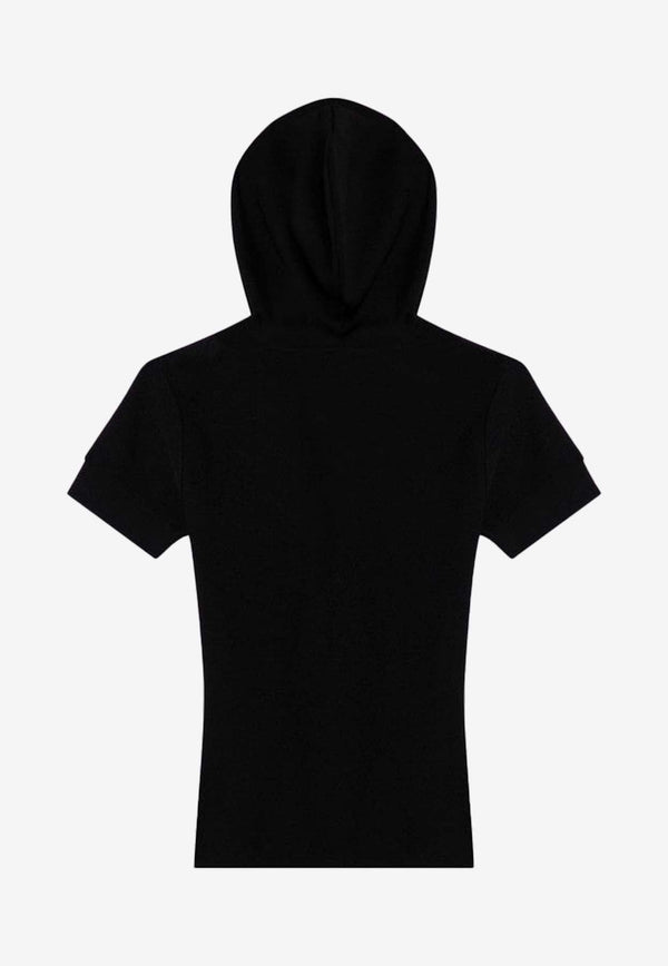 Piqué Hooded V-neck T-shirt