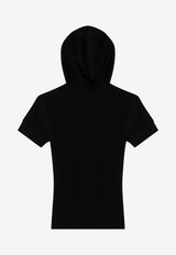 Piqué Hooded V-neck T-shirt