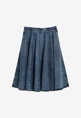 Flared Midi Denim Skirt