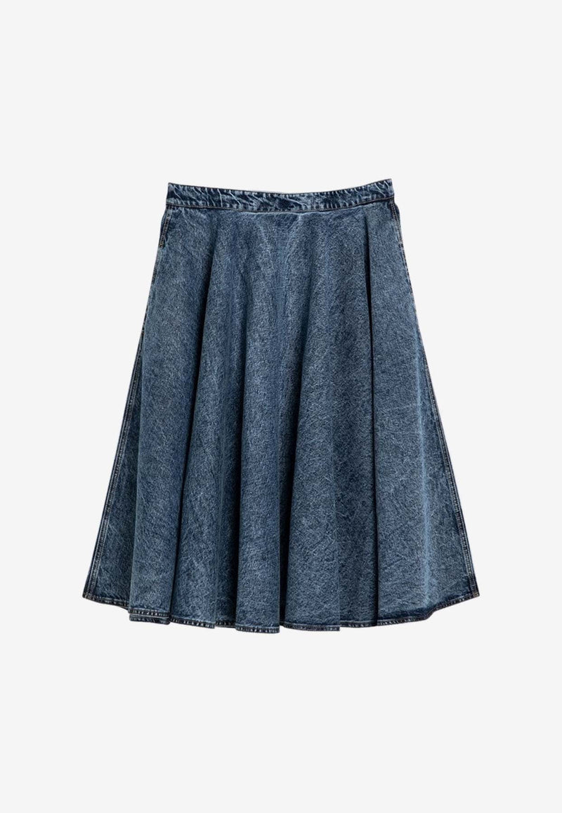 Flared Midi Denim Skirt