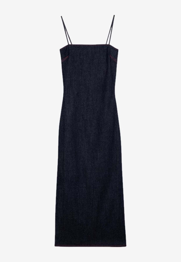 Stretch Denim Midi Dress