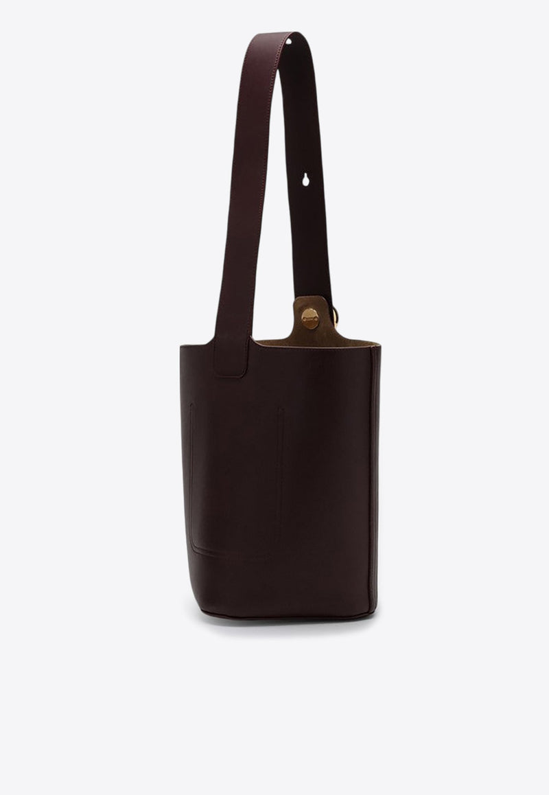 Medium Anagram Pebble Leather Bucket Bag