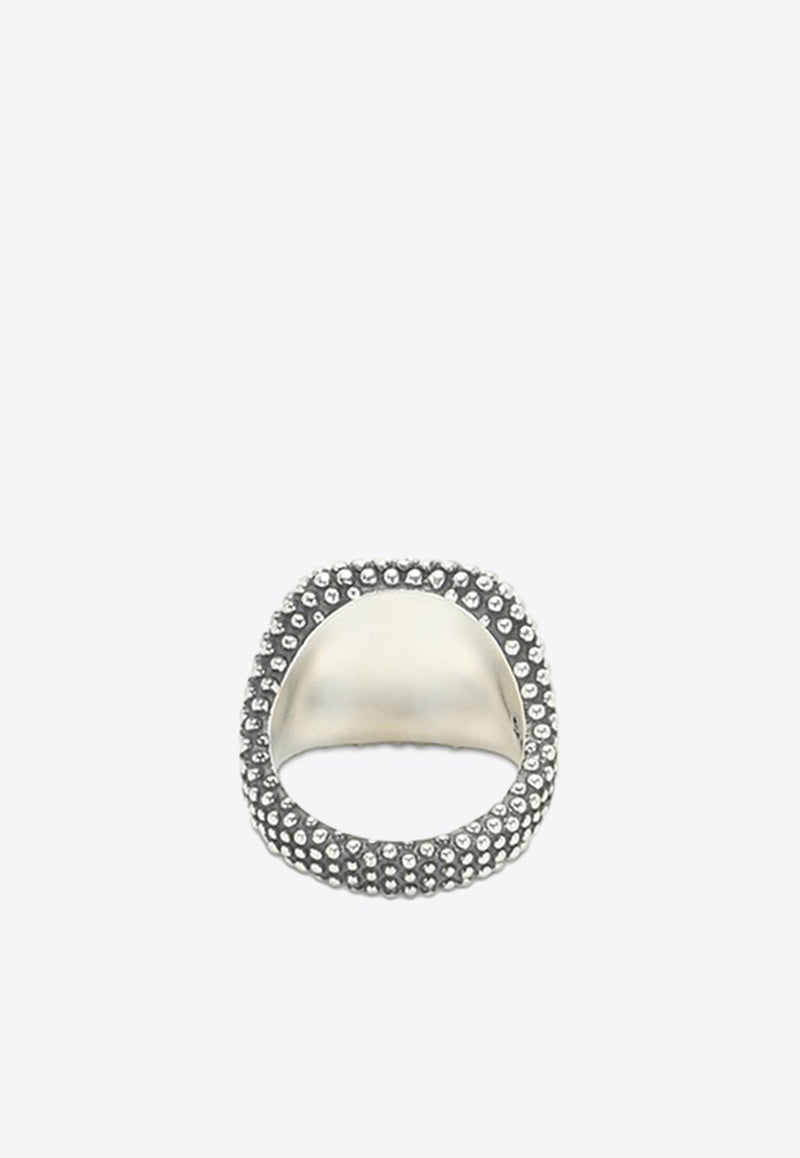 Onyx Stone Square Chevalier Ring