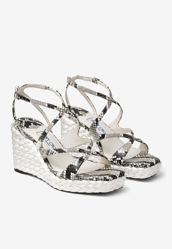 Ayla 85 Snake Print Leather Wedge Sandals