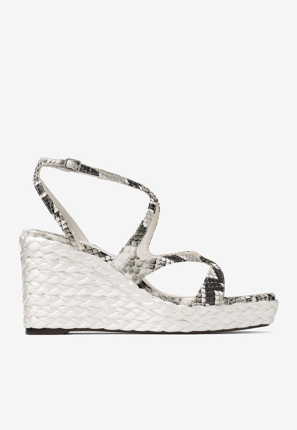 Ayla 85 Snake Print Leather Wedge Sandals