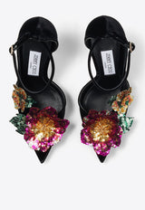 Azara 100 Floral-Applique Velvet Pumps