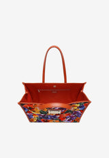 Large Abstract Flower Print Tote Bag