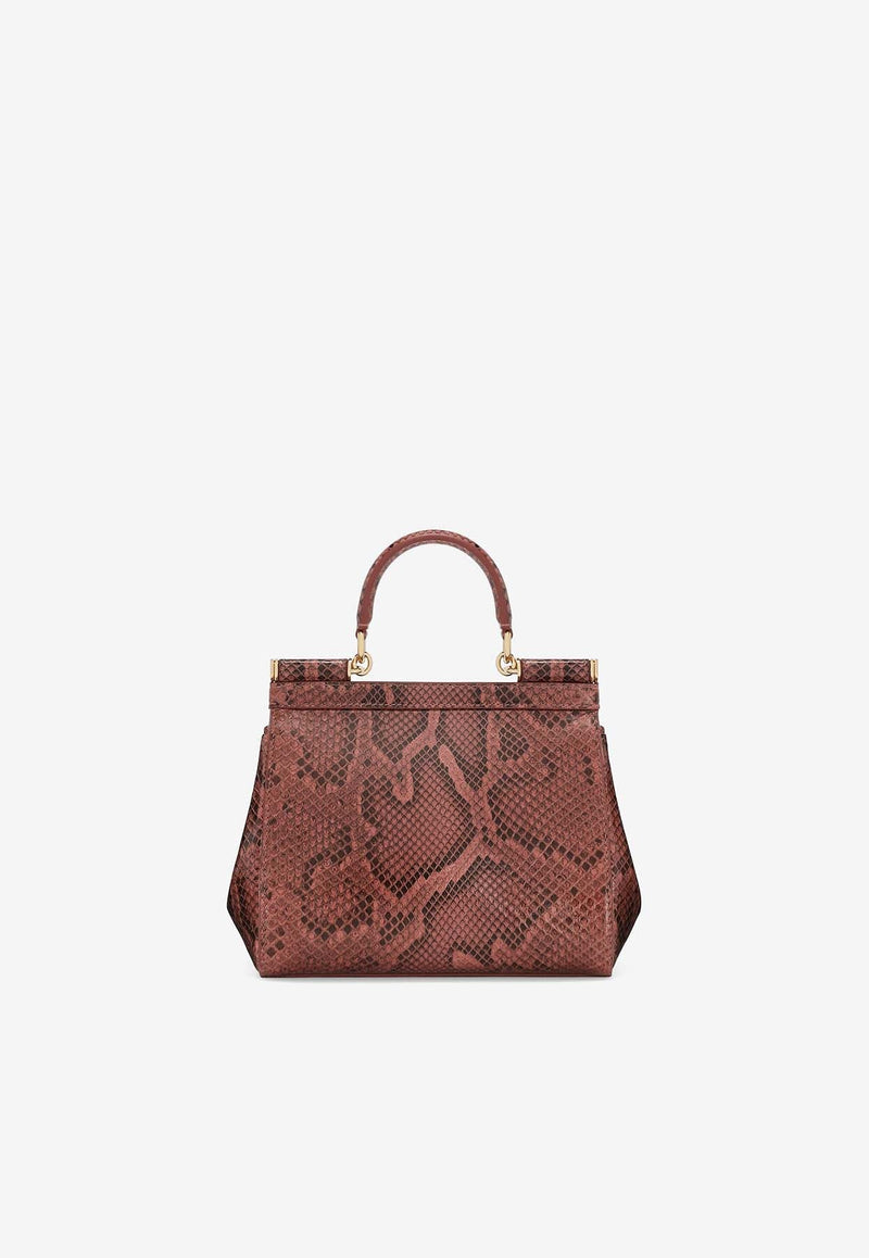 Medium Sicily Top Handle Bag in Python Leather