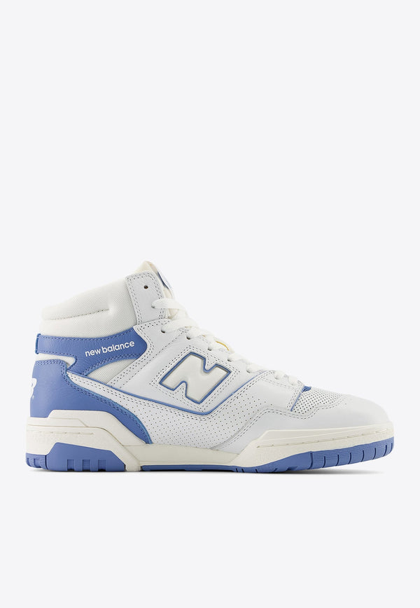 650 High-Top Sneakers in White and Blue