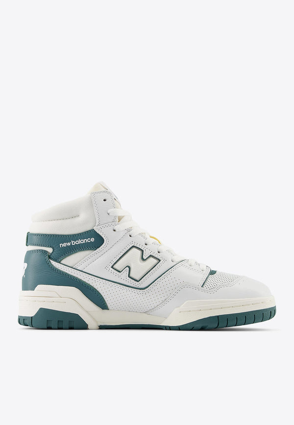 650 High-Top Sneakers in White and Teal