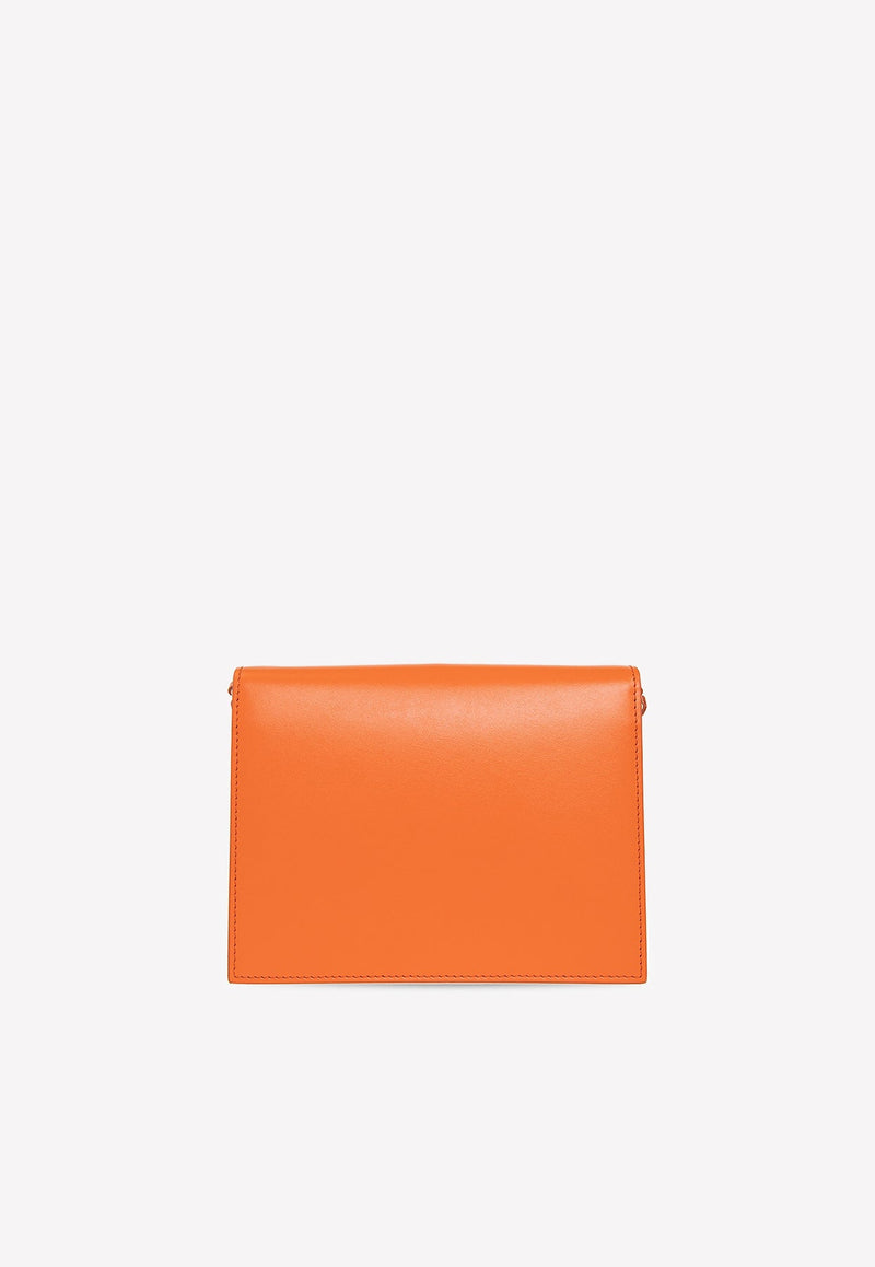 Logo Embossed Crossbody Bag in Calf Leather