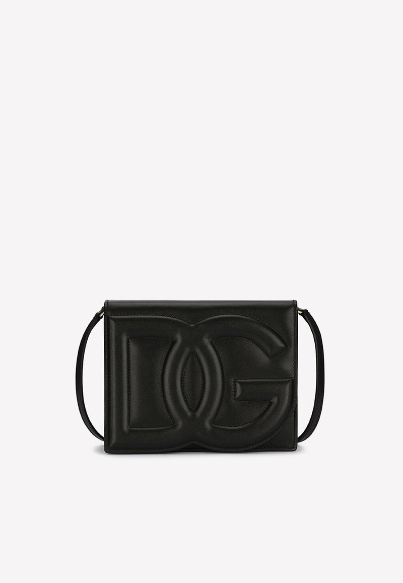 Logo Embossed Leather Shoulder Bag