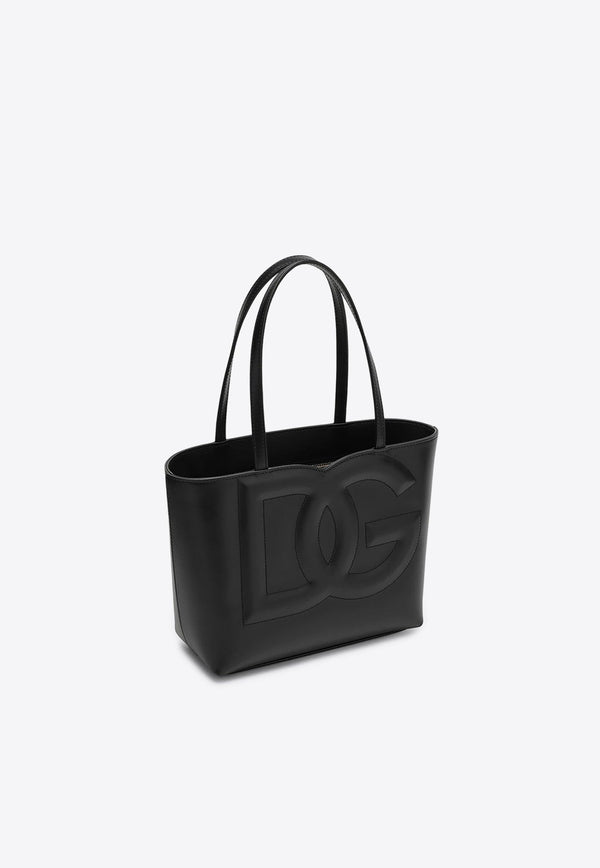 Small DG Logo Calf Leather Tote Bag