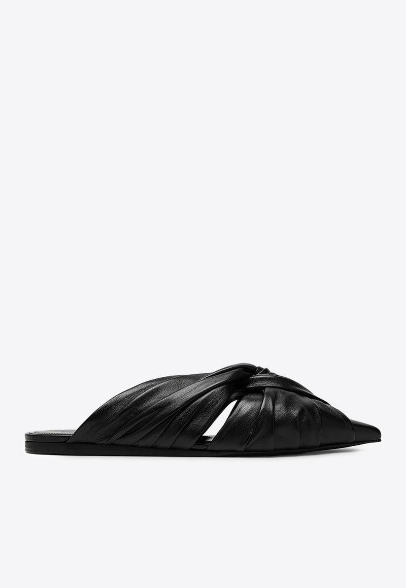 Twist Leather Flat Mules