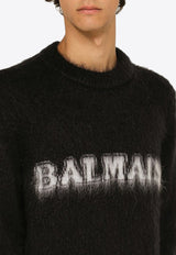 Logo Brushed Wool-Blend Sweater