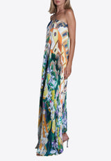 Strapless Floral Plisse Maxi Dress