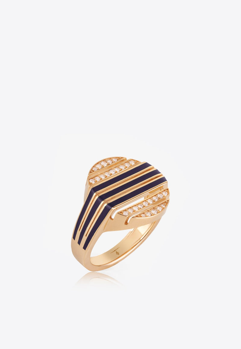 Sweet Collection 18-karat Yellow Gold Ring with Enamel and White Diamonds