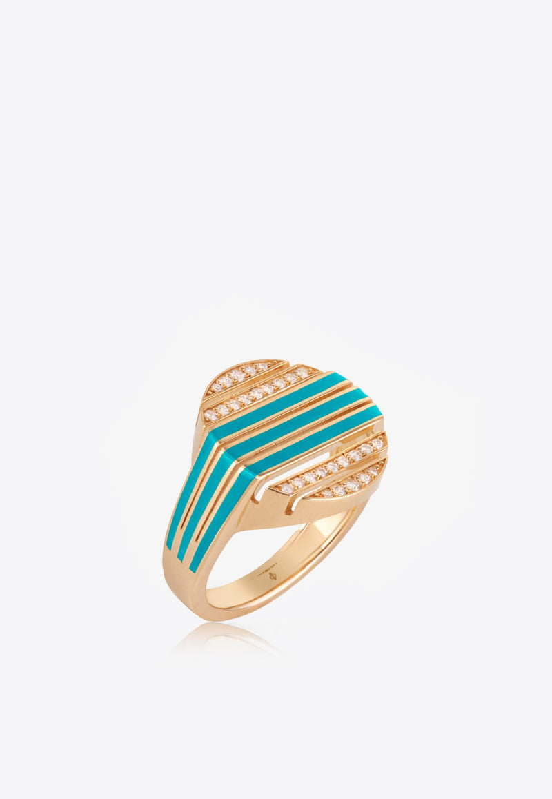 Sweet Collection 18-karat Yellow Gold Ring with Enamel and White Diamonds