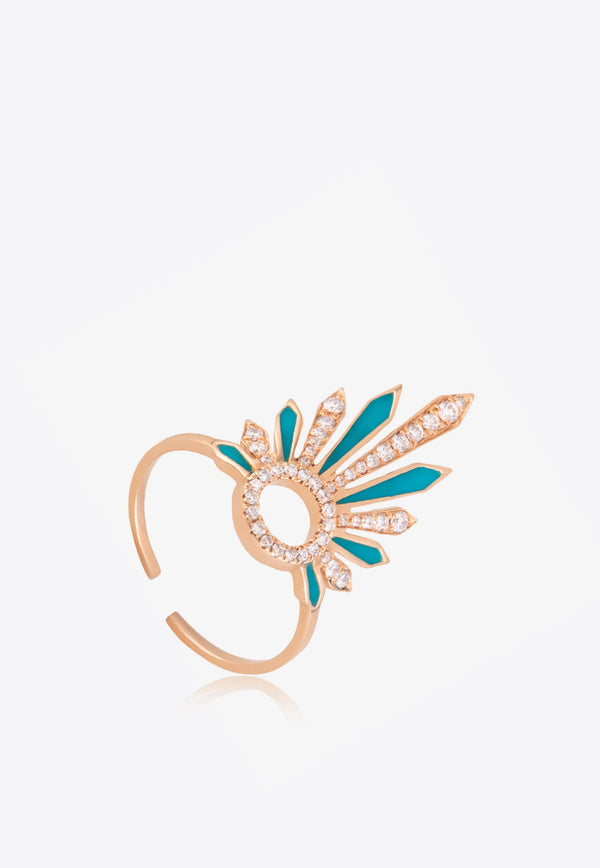 Soleil Collection 18-karat Rose Gold Ring with Enamel and White Diamonds