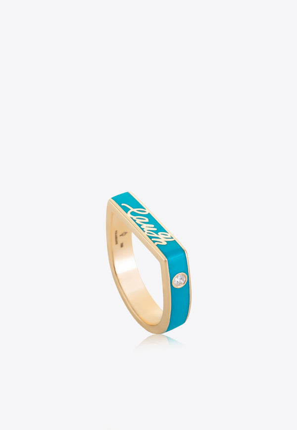 Sweet Collection 18-karat Yellow Gold Ring with Enamel and White Diamonds