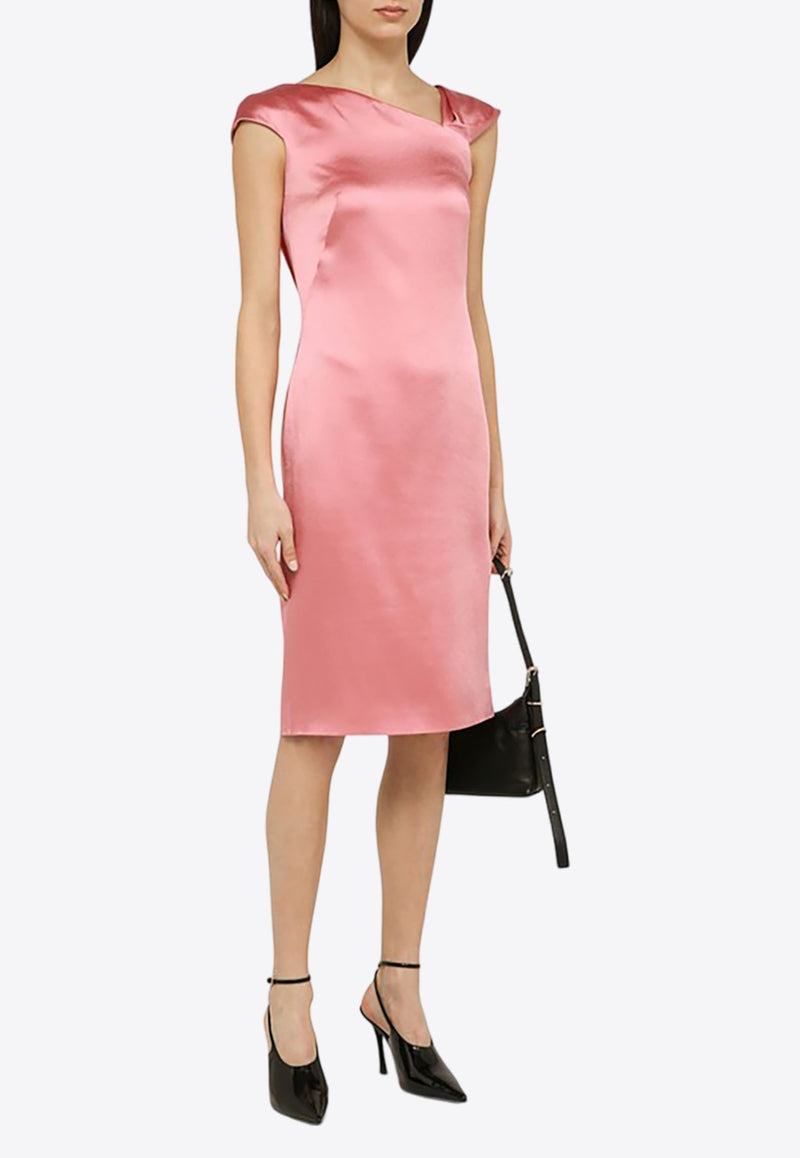 Asymmetrical Satin Midi Dress