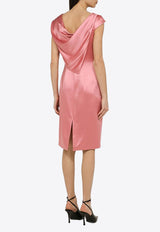 Asymmetrical Satin Midi Dress