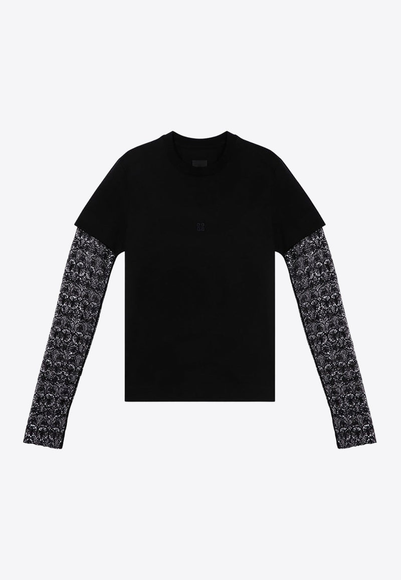 Overlapping Lace Long-Sleeved T-shirt