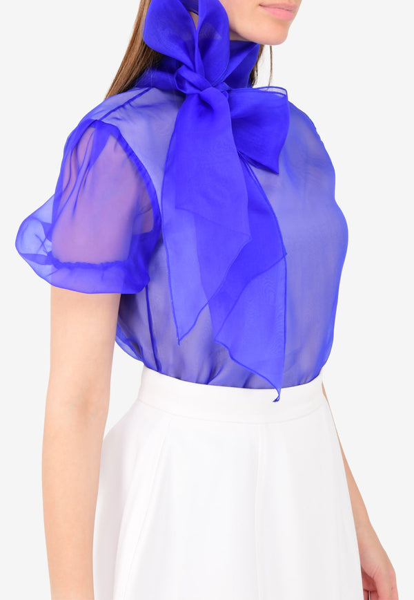 Sheer Silk Top with Bow