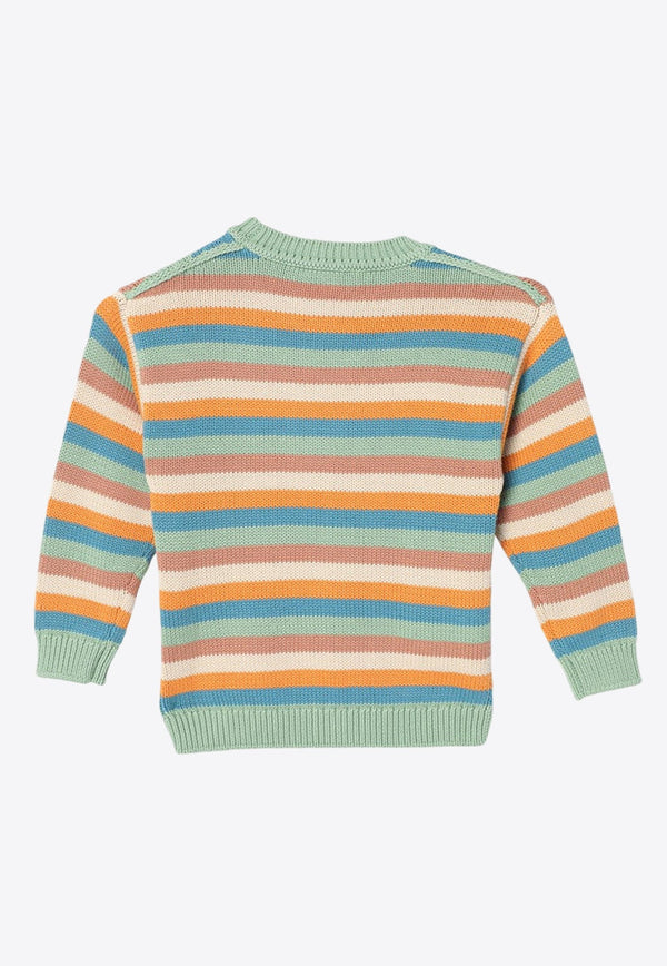 Boys Face Patch Striped Sweater