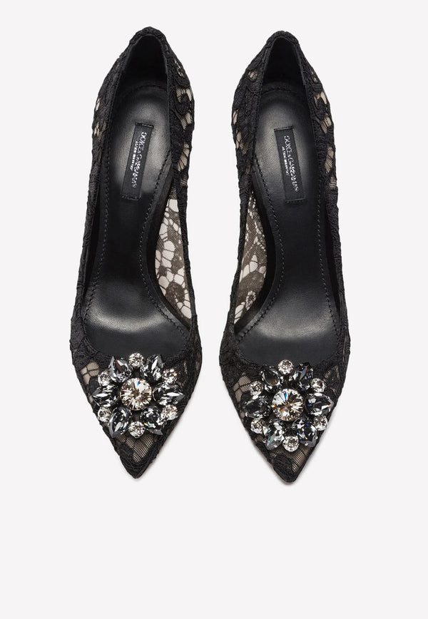 Bellucci 60 Crystal-Embellished Lace Pumps