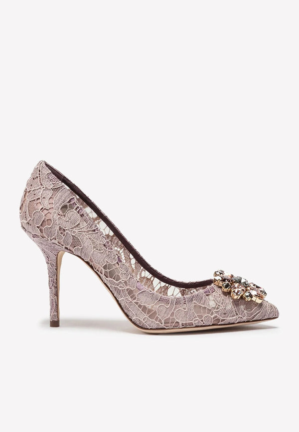 Bellucci 90 Taormina Lace Pumps with Brooch Detail