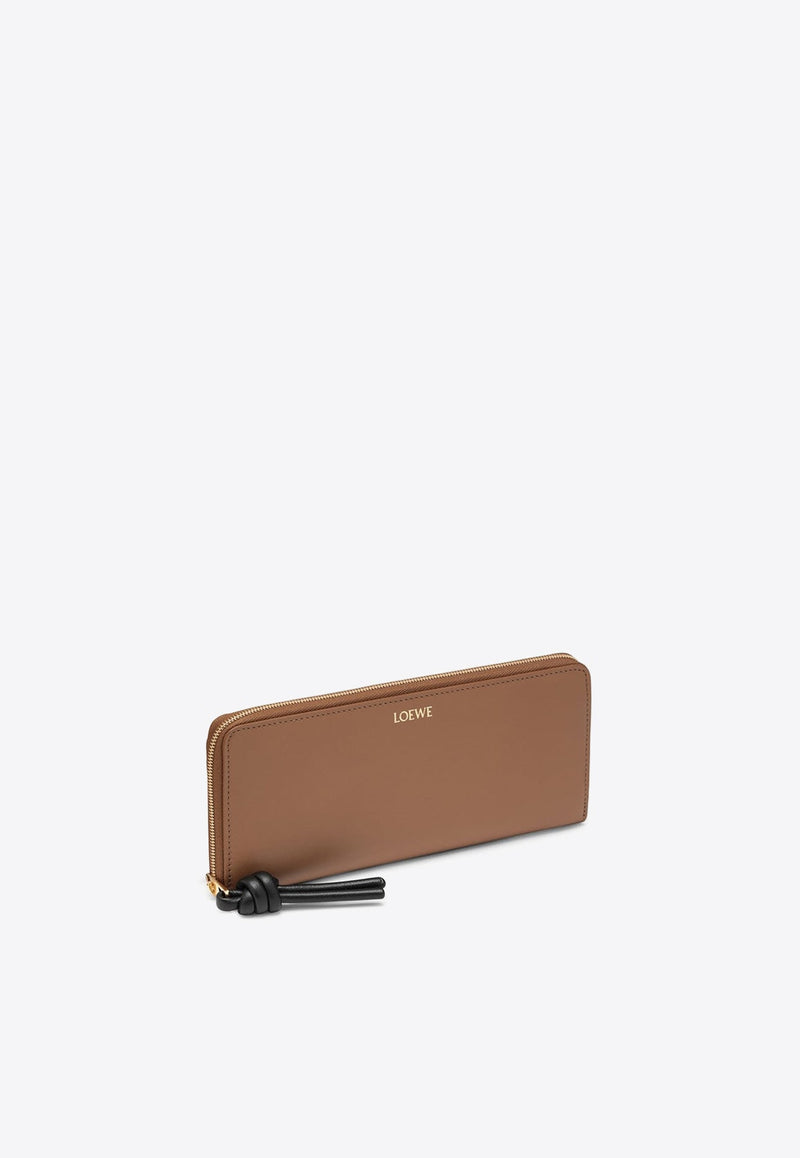 Knot Zip Wallet in Shiny Nappa Leather