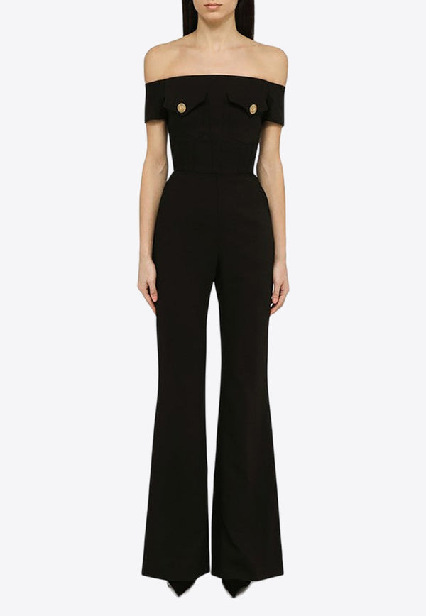 Off-Shoulder Flared-Leg Jumpsuit