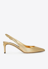 Cardinale 60 Metallic Slingback Pumps in Iguana Print Leather