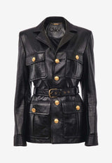 Utilitarian Belted Leather Jacket