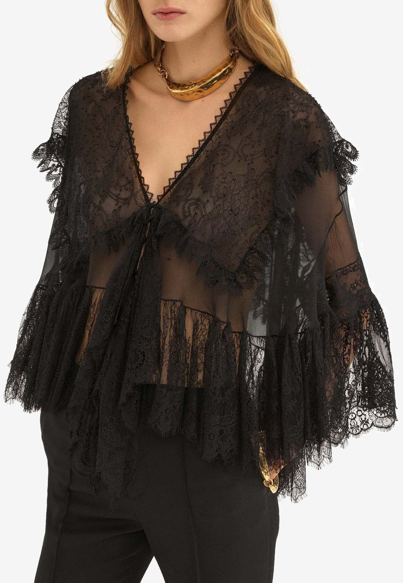 V-neck Silk Lace Top