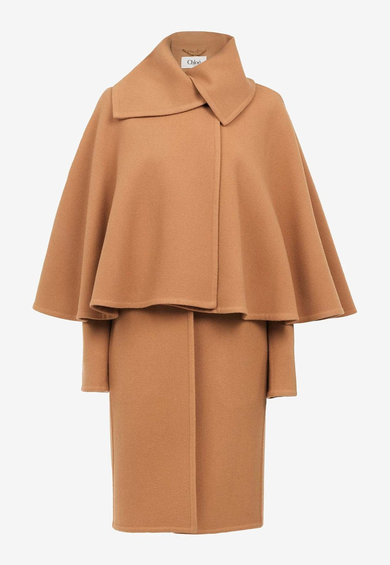 Wool-Blend Cape Coat