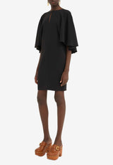 Crepe Mini Cape Dress