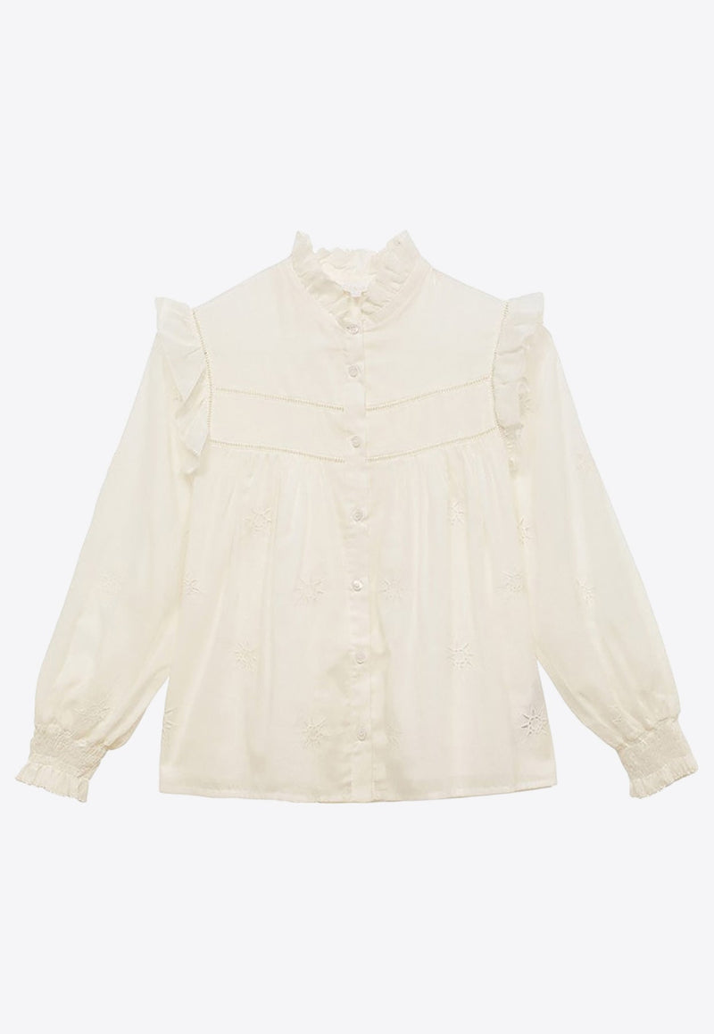 Girls Long-Sleeved Ruffled Shirt