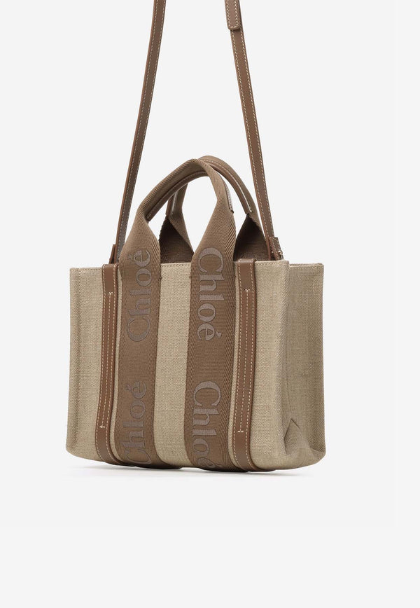 Small Woody Linen Tote Bag