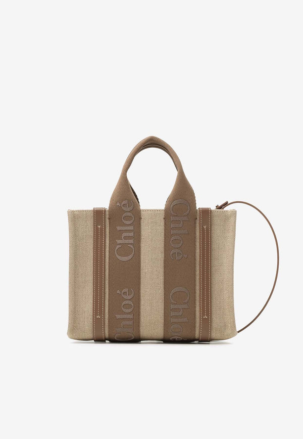 Small Woody Linen Tote Bag