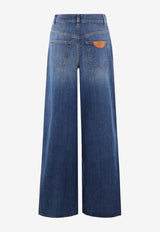 Wide-Leg Washed Jeans